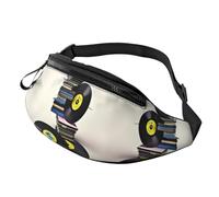 Sac banane imprimé disques vinyle et bandes pour homme et femme, sac banane avec sangle réglable pour voyage, sport, noir, taille unique, Noir , Taille unique