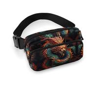 Sac banane imprimé dragon chinois pour homme et femme, grand sac de poitrine avec sangle réglable pour l'extérieur, l'entraînement, les voyages, la course décontractée, dragon chinois, 20 x 13 cm,
