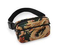 Sac banane imprimé dragon sur fond chinois pour homme et femme, grand sac de poitrine avec sangle réglable pour l'entraînement en plein air, les voyages, la course décontractée, fond chinois dragon,
