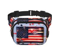 Sac banane imprimé drapeau américain feu d'artifice 4 juillet avec sangle réglable carré double couche ceinture unisexe partout