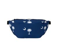 Sac banane imprimé drapeau de la Caroline du Sud avec grande capacité et poches doubles, adapté pour les voyages et le sport.