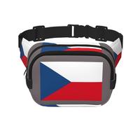 Sac banane imprimé drapeau de la République tchèque avec extension pour homme et femme avec poches zippées, noir, One Size