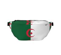 Sac banane imprimé drapeau de l'Algérie avec grande capacité et poches doubles, adapté pour les voyages et le sport.