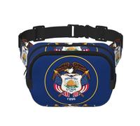 Sac banane imprimé drapeau de l'Utah avec extension pour homme et femme, sac banane avec poches zippées, noir, One Size