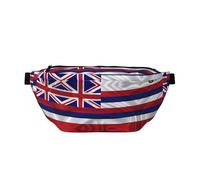 Sac banane imprimé drapeau d'Hawaï américain avec grande capacité et double poches, adapté pour les voyages et le sport.