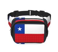 Sac banane imprimé drapeau du Chili avec extension pour homme et femme avec poches zippées, noir, One Size