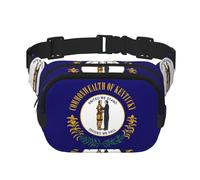 Sac banane imprimé drapeau du Kentucky avec extension pour homme et femme, sac banane avec poches zippées, noir, One Size