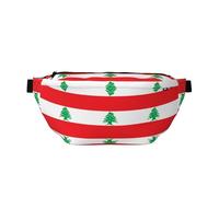 Sac banane imprimé drapeau du Liban avec grande capacité et double poches, adapté pour les voyages et le sport.