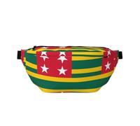 Sac banane imprimé drapeau du Togo avec grande capacité et double poches, adapté pour les voyages et le sport.