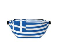 Sac banane imprimé drapeau grec avec grande capacité et double poches, adapté pour les voyages et le sport.