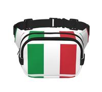 Sac banane imprimé drapeau italien avec extension pour homme et femme avec poches zippées, noir, One Size