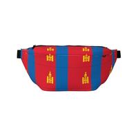 Sac banane imprimé drapeau mongol avec grande capacité et double poches, adapté pour les voyages et le sport.