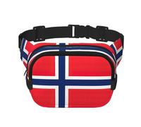 Sac banane imprimé drapeau norvégien avec extension pour homme et femme avec poches zippées, noir, One Size