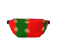 Sac banane imprimé drapeau portugais avec grande capacité et double poches, adapté pour les voyages et le sport.