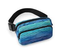 Sac banane imprimé écailles de sirène bleues pour entraînement, voyage, course décontractée, course à pied, randonnée, cyclisme, écailles de sirène bleue, 20 x 13 cm, Écailles de poisson sirène bleue,