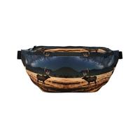 Sac banane imprimé élan dans la prairie avec grande capacité et poches doubles, adapté pour les voyages et le sport.