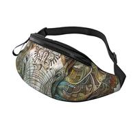 Sac banane imprimé éléphant avec trou pour écouteurs pour homme et femme - Sac banane de sport réglable pour l'extérieur, l'entraînement, la randonnée, Noir , Taille unique, Sac à dos de