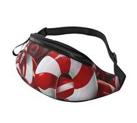 Sac banane imprimé en forme de canne à sucre d'orge avec prise casque, sac banane personnalisé unisexe pour la course à pied, la randonnée, pour homme et femme, Noir , Taille unique
