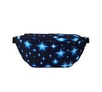 Sac banane imprimé étoile bleue de dessin animé avec grande capacité et double poches, adapté pour les voyages et le sport.