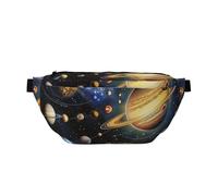 Sac banane imprimé Exploring The Solar System pour homme et femme, sac banane réglable, sac banane de voyage, sac banane de sport, course à pied, randonnée, Noir , Taille unique, Sac à dos de