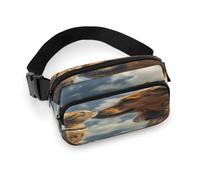 Sac banane imprimé face à face pour chien et chat pour entraînement, voyage, course décontractée, randonnée, cyclisme, chien et chat, 20 x 13 cm, Chien et chat face à face, 7.9 X 5.1 in