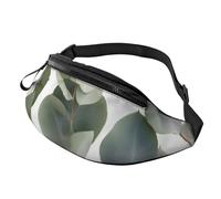 Sac banane imprimé feuilles d'eucalyptus avec trou pour écouteurs pour homme et femme - Sac banane de sport réglable pour l'extérieur, l'entraînement, la randonnée, Noir , Taille unique, Sac à dos de