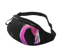 Sac banane imprimé flamant rose abstrait avec prise casque, sac banane personnalisé unisexe pour la course à pied, la randonnée, pour homme et femme, Noir , Taille unique