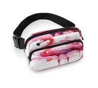 Sac banane imprimé flamant rose aquarelle pour entraînement, voyage, course décontractée, course à pied, randonnée, cyclisme, aquarelle flamant rose, 20 x 13 cm, Aquarelle flamant rose, 7.9 X 5.1 in