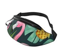 Sac banane imprimé flamant rose avec prise casque, sac banane personnalisé unisexe pour la course à pied, la randonnée, pour homme et femme, Noir , Taille unique