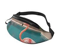 Sac banane imprimé flamant rose et piscine avec prise casque, sac banane personnalisé unisexe pour la course à pied, la randonnée, pour homme et femme, Noir , Taille unique, Sacs à dos Sling