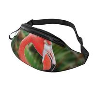 Sac banane imprimé flamant rose mignon avec prise casque, sac banane personnalisé unisexe pour la course à pied, la randonnée, pour homme et femme, Noir , Taille unique