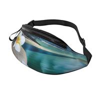 Sac banane imprimé fleur tropicale et pierre zen avec prise casque, sac banane personnalisé unisexe pour la course à pied, la randonnée, pour homme et femme, Noir , Taille unique, Sacs à dos Sling