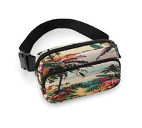 Sac banane imprimé floral tropical pour entraînement, voyage, course décontractée, course à pied, randonnée, cyclisme, motif floral tropical, 7,9 x 13 cm, Motif floral tropical, 7.9 X 5.1 in