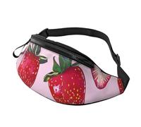 Sac banane imprimé fraises vives avec trou pour écouteurs pour homme et femme - Sac banane de sport réglable pour l'extérieur, l'entraînement, la randonnée, Noir , Taille unique, Sac à dos de