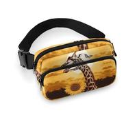 Sac banane imprimé girafe et tournesol pour entraînement, voyage, course décontractée, course à pied, randonnée, cyclisme, girafe et tournesol, 20 x 13 cm, Girafe et tournesol., 7.9 X 5.1 in