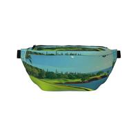 Sac banane imprimé Golf Course by The Sea pour homme et femme - Sac banane réglable - Sac banane de voyage - Sac banane pour le sport, la course à pied, la randonnée, Noir , Taille unique
