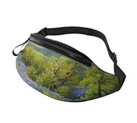 Sac banane imprimé grain de bois pour homme et femme, sac banane de course à pied, sac banane pour voyage, randonnée, Texas Bluebonnets Paysage, Taille unique