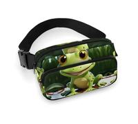 Sac banane imprimé grenouille mignonne pour l'entraînement, les voyages, la course à pied, la randonnée, le cyclisme, 20 x 13 cm, Adorable grenouille., 7.9 X 5.1 in