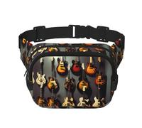 Sac banane imprimé guitare avec sangle réglable carré double couche ceinture unisexe partout