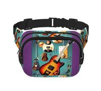 Sac banane imprimé guitare musique avec sangle réglable carré double couche ceinture unisexe partout
