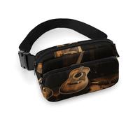 Sac banane imprimé guitare Old West Sac banane léger pour voyage, sport, randonnée, course à pied, guitare Old West, 20 x 13 cm, Guitare Old West, 7.9 X 5.1 in