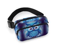 Sac banane imprimé hibou bleu pour entraînement, voyage, course décontractée, course à pied, randonnée, cyclisme, chouette bleue, 20 x 13 cm, bleu/motifs chouettes, 7.9 X 5.1 in