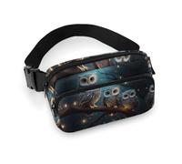 Sac banane imprimé hibou sur arbre pour entraînement, voyage, course décontractée, course à pied, randonnée, cyclisme, hibou sur arbre, 20 x 13 cm, Chouette sur arbre, 7.9 X 5.1 in
