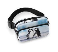 Sac banane imprimé « I Love Penguins » pour homme et femme, grand sac de poitrine avec sangle réglable pour l'extérieur, l'entraînement, les voyages, la course décontractée, les pingouins, 20 x 13 cm,
