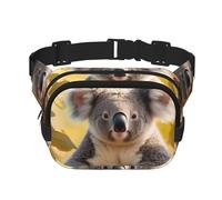 Sac banane imprimé koala avec extension pour homme et femme, sac banane avec poches zippées, noir, One Size