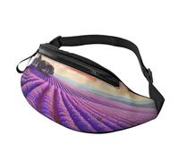 Sac banane imprimé Lavender Fields avec prise casque, sac banane personnalisé unisexe pour la course à pied, la randonnée, pour homme et femme, Noir , Taille unique, Sacs à dos Sling