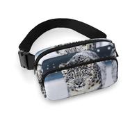 Sac banane imprimé léopard des neiges aux yeux bleus pour entraînement, voyage, course décontractée, course à pied, randonnée, cyclisme, léopard des neiges aux yeux bleus, 20 x 13 cm, Léopard des