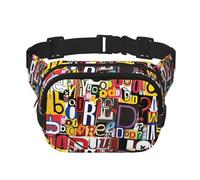 Sac banane imprimé lettres et chiffres pour homme et femme avec sangle réglable pour voyage, randonnée, cyclisme