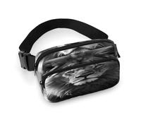 Sac banane imprimé lion africain noir et blanc pour entraînement, voyage, course décontractée, course à pied, randonnée, cyclisme, lion africain noir et blanc, 20 x 13 cm, Lion africain noir et blanc,