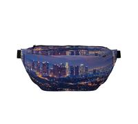 Sac banane imprimé Los Angeles Skyline pour homme et femme, sac banane réglable, sac banane de voyage, sac banane de sport, course à pied, randonnée, Noir , Taille unique